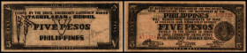 Philipp. Guerilla Noten 2. Weltkrieg. 5 Pesos 1942, Rs 3 Sig., P-136f. I-