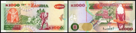 Lot 2 Stück: 1000 Kwacha 1992(1996, Sign.11) P-40a. I