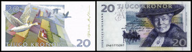 Lot 3 Stück:20 Kronen (199)2, blau, re. Sign. Bengt Denis, P-61a. I