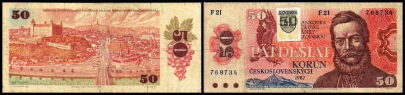 Abspaltung von der Tschech.Rep. 1993 - Selbst.Rep.Slowakei, Tschechische Banknot...