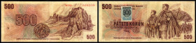500 Kronen 1973(1993 Kl.M auf Cz.93) P-18, gekl. Einrisse. IV