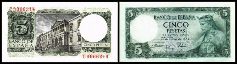 5 Pesetas 22.7.1954, Ser.C, P-146a. I