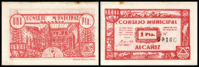 Notgeld, Alcaniz CM. Lot 3 Stück: 25, 50 cent. 1 Pta. 1937, Serie. I-