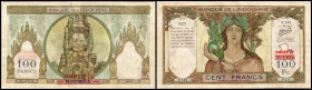 Banque de l’Indochine. 100 Francs o.D.(1940), P-16A, gekl. Einrisse, Nadelstiche. III/IV