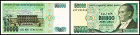 Lot 2 Stück: 50.000 Lira o.D.(1985, Sign. A-J gleich) Ser. J(Pu-C105) P-203. I