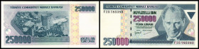 Law Ozak 1970; 1998-2002 issues. Lot 6 Stück: 250.000 Lira o.D.(1998, Sign. F-I gleich, Wz. Typ 1) Ser. F, H, I(Pu-C113) P-211. I