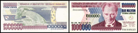 Lot 2 Stück: 1 Million Lira o.D.(1996, Sign.O-T gleich) Ser.S(Wz. Typ 1, Pu-C120) P-113. I