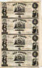 Kossuth in der Emigration / USA Ausgabe. Lot 4 Stück: 1 $ Philadelphia (1852), Ri-429a, (P-S141/r2) Originalbogen zu 4 Stück. I-