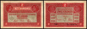 Räteregierung / Béla Kun (März bis August 1919). 2 Kronen 1917(1919) Ser. über 7000, F: Genenalsekretär, Ri-447a (P-11x). III