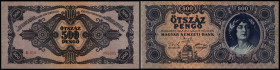 500 Pengö 1945, Fehldruck: Rs.li.oben - Text beginnt mit "N", P-117x. II+