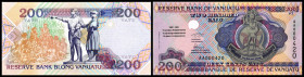 Lot 2 Stück: 200 Vatu 1980/1995, Sign.4,Serie AA, Jubiläum, P-9. I