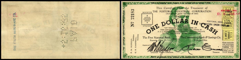 Depressions Scrip (Notgeld 1930er Jahre). 1 $ 22.11.1934 mit Klebemk., auf auf V...