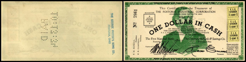 1 $ 22.11.1934 mit Klebemk., nur auf Rs gestempelt, OH-448, entwertet. I-