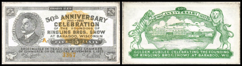 Baraboo/Wisconsin. 5 Cents 1933, WI-100-5a. I