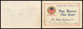 Lewisburg, Chio. – Peoples Bk. Co. (Privatausgabe). 1 Cent Nov. 1917, Walde C. Moore (Numismatiker). I