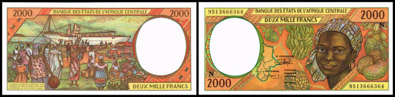 N = Equatorial Guinea, ab 2002 F = Equ.Guinea. 2000 Francs (19)95, Sign.16, P-50...