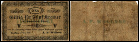 Klattau – A.P. Wollner. Lot 2 Stück, 5 Kreuzer, März 1849, 1x Sign. rechts, 1xohne?. IV