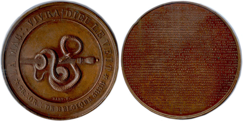 BELGIQUE - GRAND ORIENT DE BELGIQUE 1838
★ LA MAC ∴ VIVRA / DIEU LE VEUT ★. GRAN...
