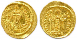 PHOCAS Flavius Phocas 
23 novembre 602 - 5 octobre 610
Son buste diadémé et drapé. 
R/. Ange tenant un globe et une longue croix chrismée. 
À l’exergu...