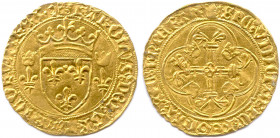CHARLES VII le Victorieux 
30 octobre 1422 - 22 juillet 1461
KAROLVS : DEI : GRACIA : FRANCORVM : REX. 
Écu de France couronné accosté de deux lis cou...