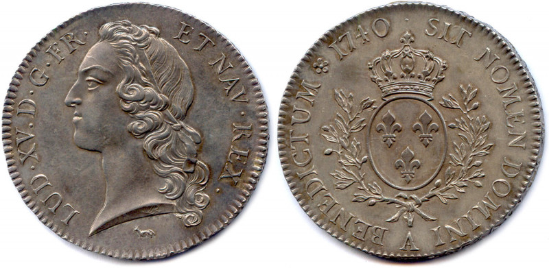 LOUIS XV 1715-1774
Sa tête ceinte d’un bandeau. Renard marque de M. Renard de Pe...