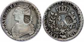 LOUIS XVI 1774-1793
LUD.XVI.D.G.FR. ET NAV.REX. Contremarque d’un écu aux armes de Berne sur la nuque. Buste du Roi à gauche, portant une veste brodée...