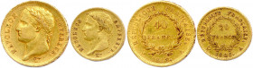 NAPOLÉON Ier 1804-1814
DEUX monnaies en or (19,33 g les 2) : 
40 Francs et 20 Francs 1808 Paris. 
T.B.