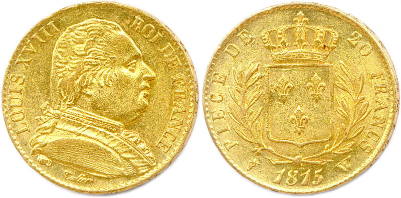 LOUIS XVIII Première restauration 
4 juin 1814 - 1er mars 1815
20 Francs or (bus...