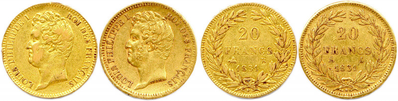 LOUIS PHILIPPE Ier 9 août 1830 - 24 février 1848
DEUX monnaies en or (11,68 g le...