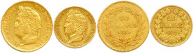 LOUIS PHILIPPE Ier 1830-1848
DEUX monnaies en or (19,37 g les 2) : 
40 Francs et 20 francs 1834 A = Paris.
T.B. et Très beau.