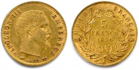 NAPOLÉON III 1852-1870
5 Francs or (grand module) 1856 Paris. (1,61 g) 
Très beau.