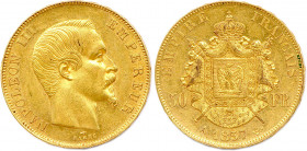 NAPOLÉON III 1852-1870
50 Francs or (tête nue) 1857 Paris. (16,18 g) 
Très beau.
