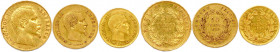 NAPOLÉON III 1852-1870
TROIS monnaies en or (11,25 g les 3) :
20 Francs 1855 Paris, 
10 Francs 1855 Paris, 
5 Francs 1857 Paris (Superbe). 
Très beaux...