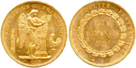 IIIe RÉPUBLIQUE 1870-1940
50 Francs or (Génie) 1904 Paris. (16,16 g) 
Très beau.