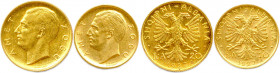 ALBANIE - ZOG Ier 1925-1939
DEUX monnaies en or (aigle bicéphale) (9,69 g) : 
20 Franka Ari et 10 Franka Ari 1927 Rome. 
Fr 2 et 3
Superbes.