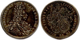 ALLEMAGNE - BAVIÈRE 
MAXIMILIEN EMMANUEL Électeur 
26 mai 1679 - 26 février 1726
Thaler en argent 1694 Munich. 
Tranche lisse. 
(28,82 g) 
 Dav 6101
P...