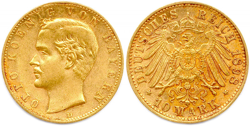 ALLEMAGNE - BAVIÈRE - OTHON 1886-1913
10 Mark or 1893 D = Dresde. (3,96 g) 
 Fr ...