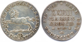 ALLEMAGNE - BRUNSWICK WOLFENBUTTEL 
CHARLES GUILLAUME FRÉDÉRIC 
26 mars 1780 - 10 novembre 1806
2/3 Thaler argent 1799. Leipzig.
(17,18 g)
 KM 1033
Tr...