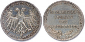 ALLEMAGNE - FRANKFURT Ville libre 
2 Gulden argent 1848. 
(21,27 g) 
 Dav 643
Très beau.