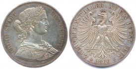 ALLEMAGNE - FRANKFURT Ville libre 
Double-thaler argent 1866. 
(37,10 g)
 Dav 651
Très beau.