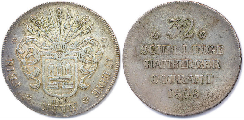 ALLEMAGNE - HAMBOURG Ville libre 1806-1809
32 Shilling argent 1808. 
(18,30 g)
 ...