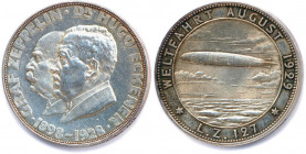 ALLEMAGNE - WEIMAR République 
9 novembre 1918 - 23 mars 1933
Médaille en argent GRAF ZEPPELIN 
et HUGO ECKENER aout 1929. 
(24,82 g) 
Rare. Nettoyé. ...