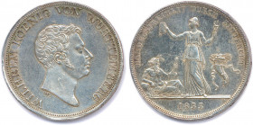 ALLEMAGNE - WURTTEMBERG 
GUILLAUME Roi 
30 octobre 1816 - 25 juin 1864
Thaler argent 1833 F = Stuttgart. 
W = Johann Ludwig Wagner 
D = Carl Wilhelm D...