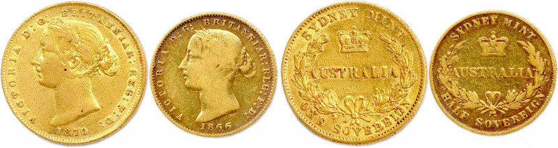 AUSTRALIE - VICTORIA 1837-1901
DEUX monnaies en or (2e type) (11,81 g les 2) : 
...