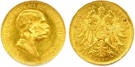 AUTRICHE - FRANÇOIS-JOSEPH 1848-1916
10 Corona or type Marschall 1909 Vienne. (3,40 g) 
 Fr 512
Superbe.