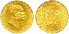 AUTRICHE - FRANÇOIS-JOSEPH 1848-1916
10 Corona or 1908 Vienne. (3,39 g) 
 Fr 516
Très beaux.