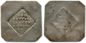 BELGIQUE - BRUXELLES 
Duché assiégé par Alexandre Farnese 1584-1585
Monnaie de Nécessité plaque carré uniface 
à pans coupés de 2 florins en argent. 
...
