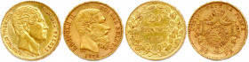 BELGIQUE - LÉOPOLD Ier et LÉOPOLD II 
DEUX monnaies en or (12,90 g) : 
20 Francs Léopold Ier 1865,
20 Francs Léopold II 1878. 
 Fr 411 et 412
T.B.