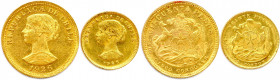 CHILI République 1818-
DEUX monnaies en or (14,26 g les 2) : 
50 Pesos (5 Condores) 1926 Santiago,
20 Pesos (2 Condores) 1926 Santiago. 
 Fr 55 et 56
...