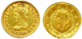 COLOMBIE République 1821-1837
Peso or 1826 Bogota. (1,73 g) 
Fr 73
Très beau.